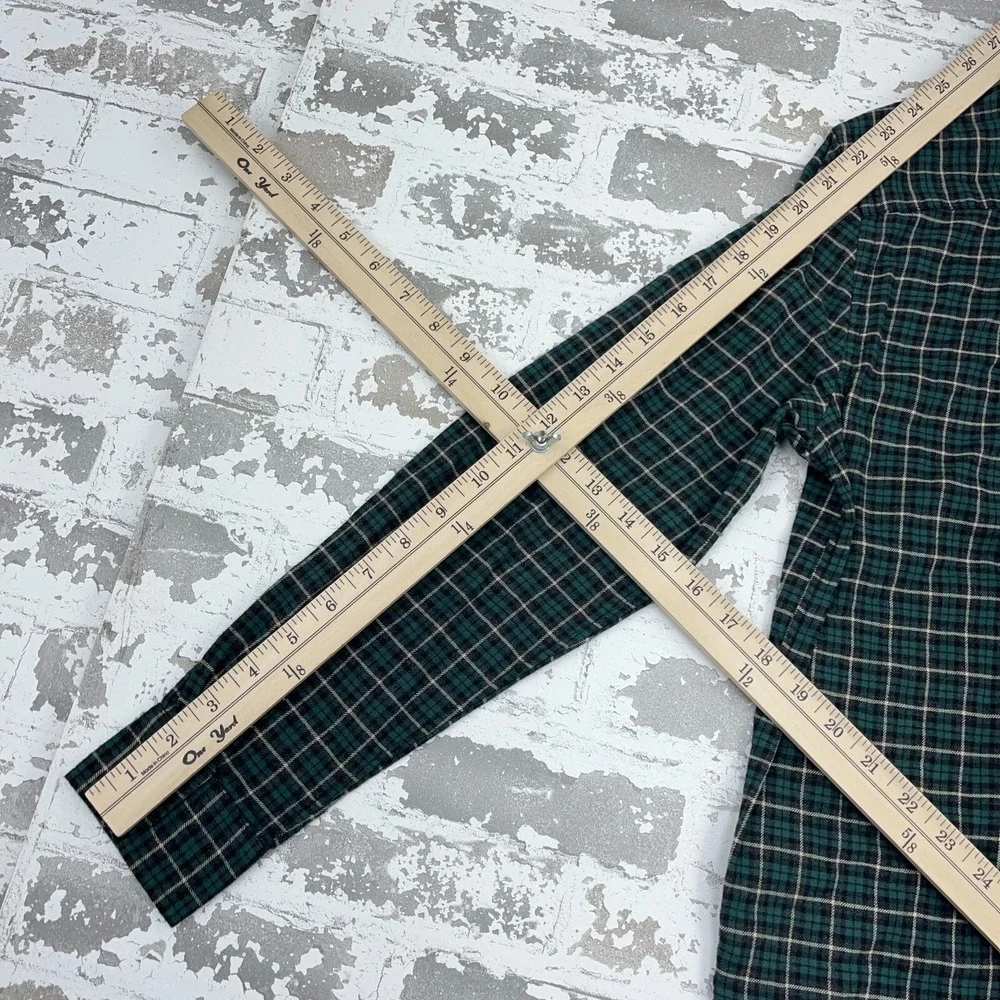 Ralph Lauren Shirt Boys Large Green Black Flannel‎ Button Up Tartan Plaid Youth
